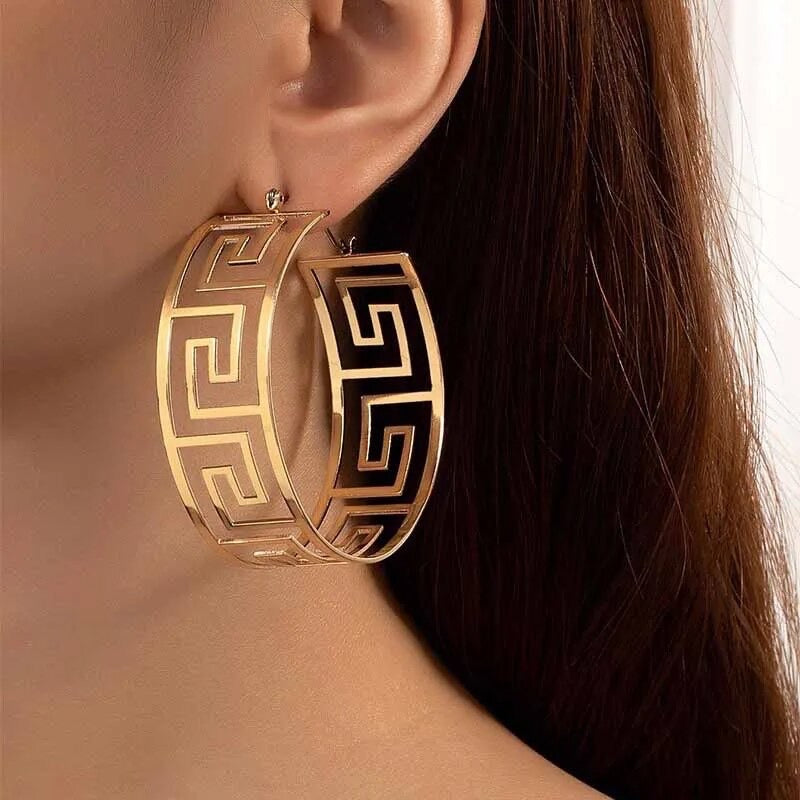 New Punk Metal Gold Geometric C Shape Earrings