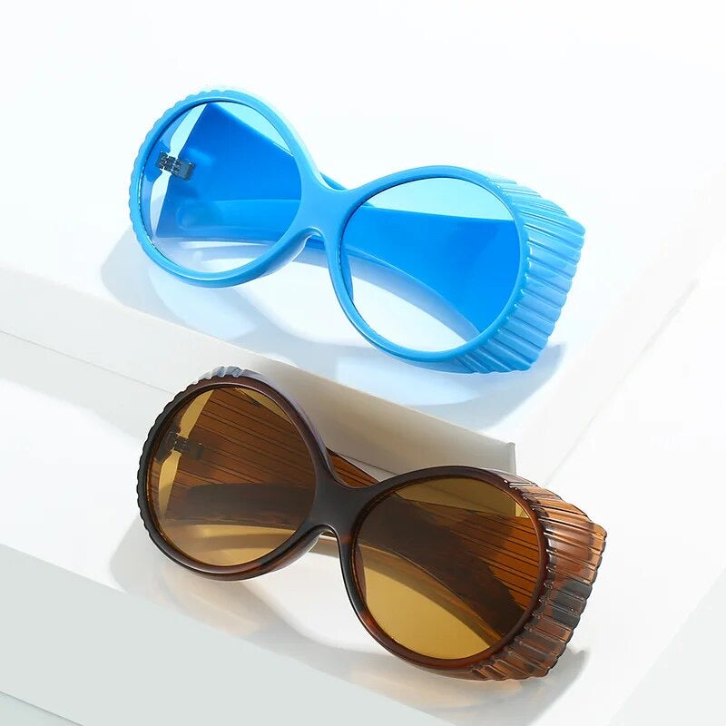 Vintage Oval Oversized  Sunglasses Fashion Brand Designer Gradient Shades UV400