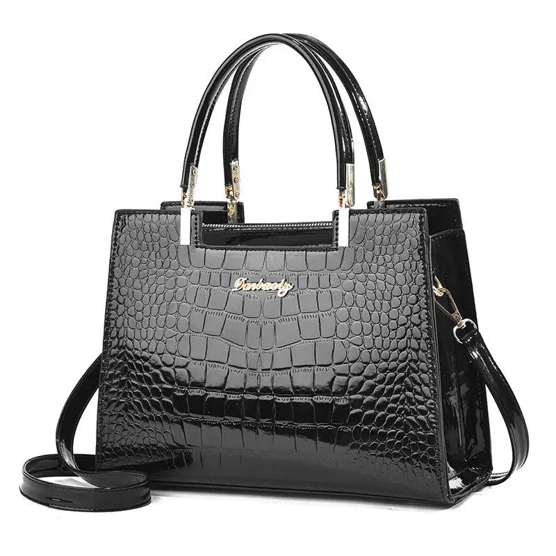 Crocodile Pattern Large Capacity Square PU Handle Shoulder Bag