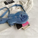 Women Fashion Creative Denim Guitar Shape Zipper Crossbody Bag