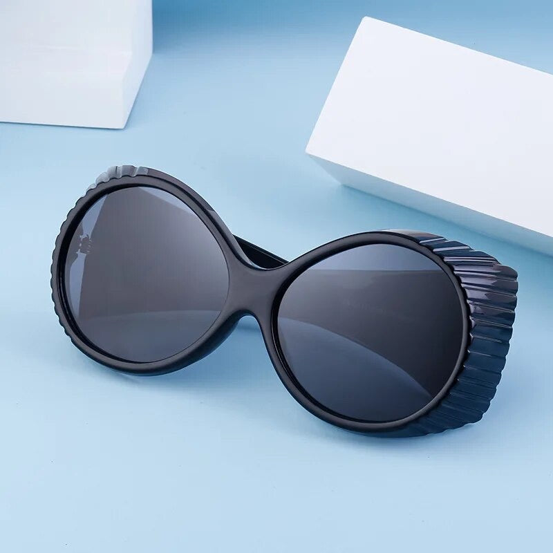 Vintage Oval Oversized  Sunglasses Fashion Brand Designer Gradient Shades UV400