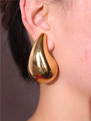 Extra Large Big Chunky 50mm Big Water Drop 18k Gold Plated Metal Stainless Steel