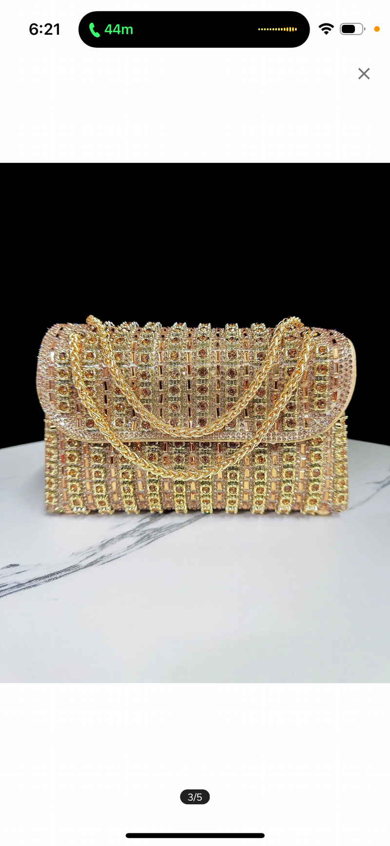 Rhinestone Flip Square Chain Evening Bag