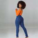 Dark Blue Hollow Out Eyelet Drawstring Lace-up Women Jeans Summer High Waist Slim Fit Pencil Denim Pants Female Trousers Trend Streetwear