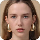 Extra Large Big Chunky 50mm Big Water Drop 18k Gold Plated Metal Stainless Steel