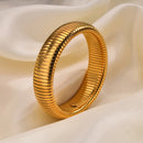 Personalized 20 mm wide elastic vertical grain 18 K gold plated
