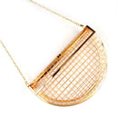 Metal Semicircle Hollow One Shoulder Crossbody Chain Dinner Mini Cage Bag