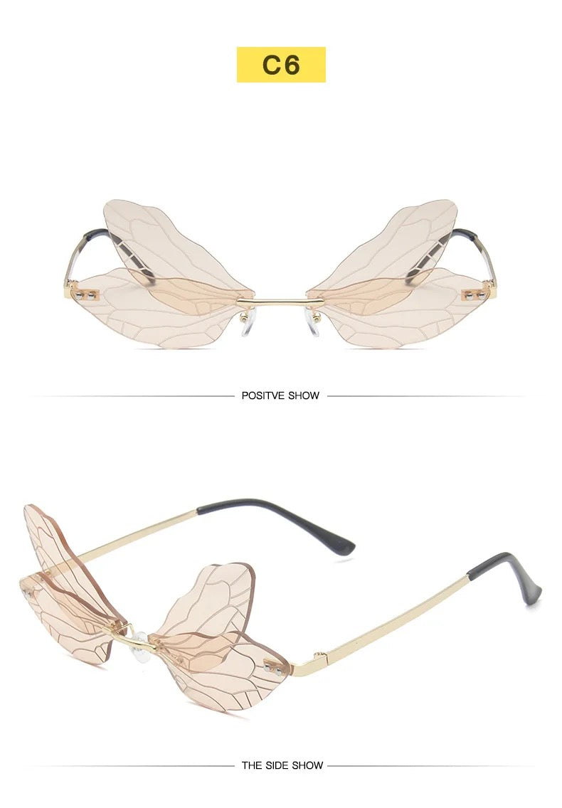 Butterfly Sunglasses Rimless Dragonfly Wing Sunglasses Personalized Sunglasses for Women