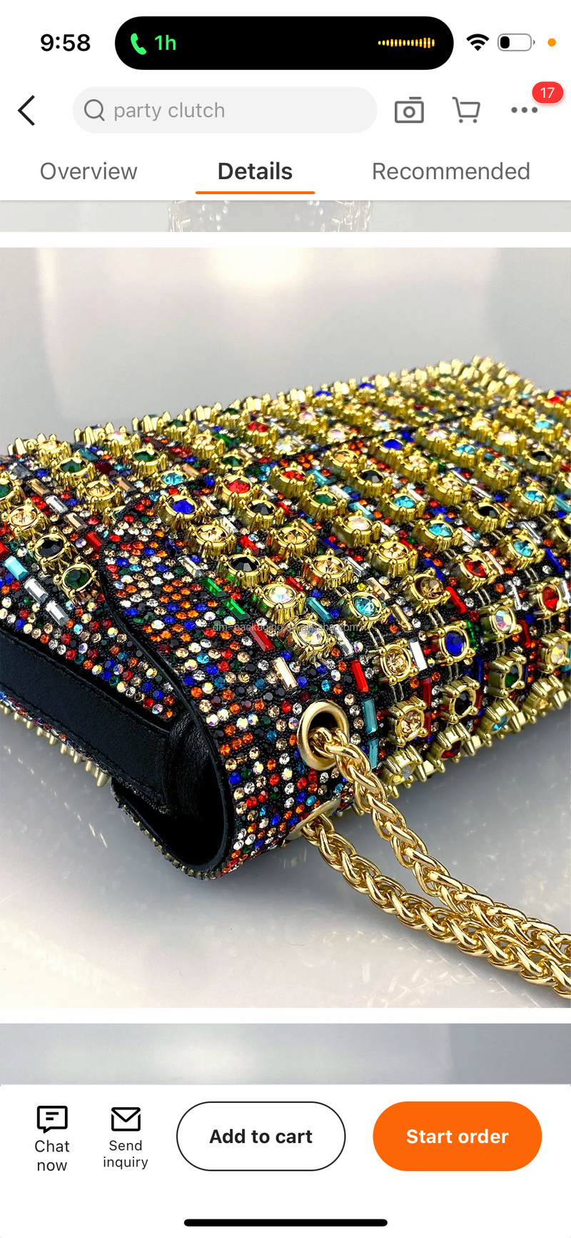 Rhinestone Flip Square Chain Evening Bag