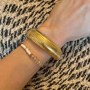 Personalized 20 mm wide elastic vertical grain 18 K gold plated