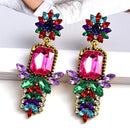 Rainbow Colorful Rhinestone Drop Earrings
