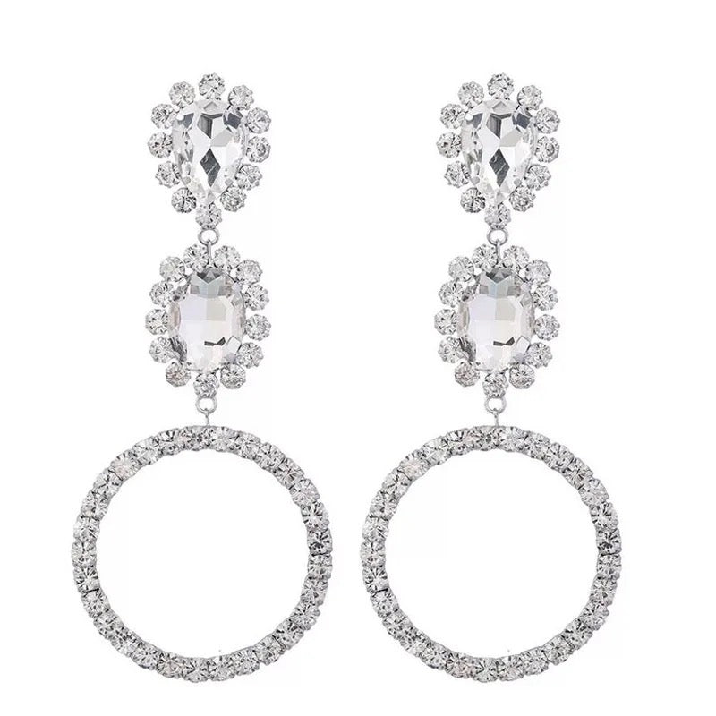 Rhinestone Circles Dangle Earrings