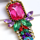 Rainbow Colorful Rhinestone Drop Earrings