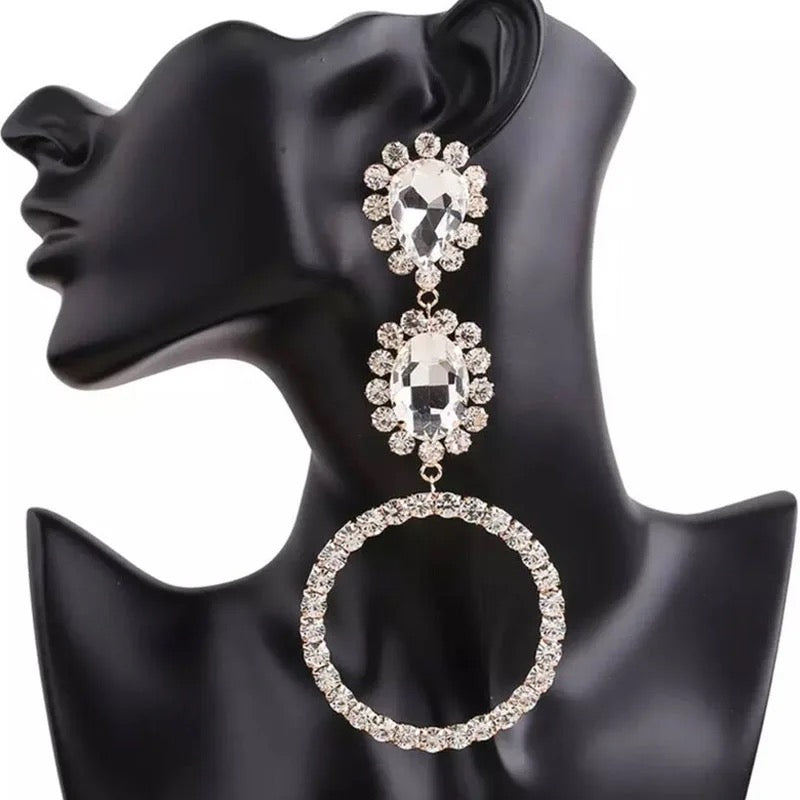 Rhinestone Circles Dangle Earrings