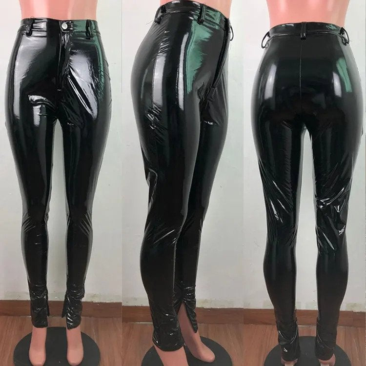 Ladies' Fashion Solid Color PU Pants