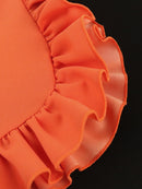 Orange High Waist Ruffle Fashion Wide Leg Pants