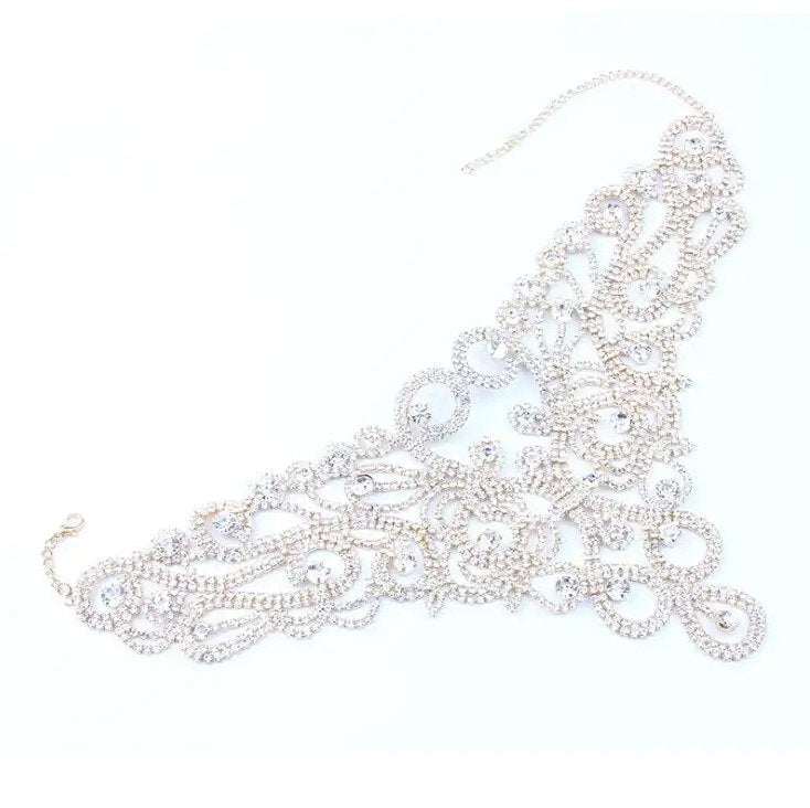 Silver Exaggerated Flower Shape Rhinestone Necklace