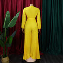 V-Neck Long Sleeve Wide-Leg Jumpsuits