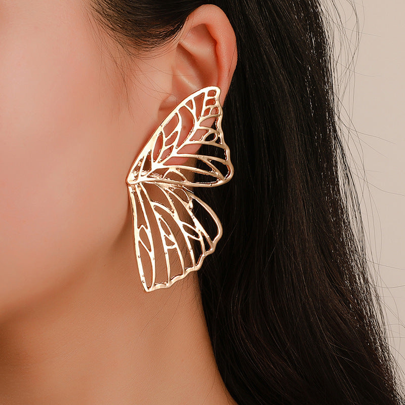 Butterfly Stud Earrings Wings Fan-Shaped