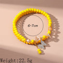 Women Fashion Rhinestone Butterfly Beaded Anklet Set
