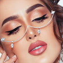 Silver Water Drop Zircon Half Frame Glasses