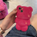 Korean Cute 3D Cartoon Bear Pink Phone case for iPhone 11, 12,13 AND 14 Plus