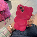 Korean Cute 3D Cartoon Bear Pink Phone case for iPhone 11, 12,13 AND 14 Plus