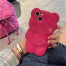 Korean Cute 3D Cartoon Bear Pink Phone case for iPhone 11, 12,13 AND 14 Plus