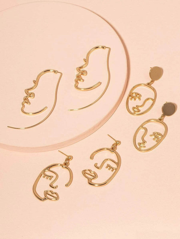 3 pairs face earrings