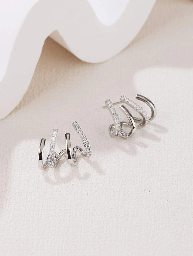 4 Claw Stud Earrings, Claw Earrings Stud Earrings for Women Teen Girls Minimalist Cuff Piercing Studs Wrap Earrings