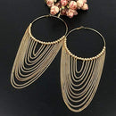 Indian Chain Dangle Earrings for women, Fashion Circular Metal Long Tassel Earrings for Women (Big)