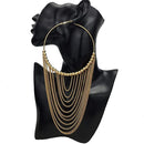 Indian Chain Dangle Earrings for women, Fashion Circular Metal Long Tassel Earrings for Women (Big)