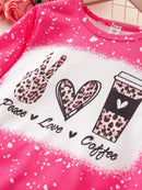 Letter Graphic Pullover & Leopard Print Leggings for Girls 9Y (53 IN)