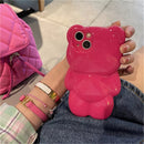 Korean Cute 3D Cartoon Bear Pink Phone case for iPhone 11, 12,13 AND 14 Plus