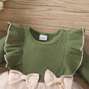 Baby Girl Long-sleeve Bowknot Lace Mesh Party Dress
