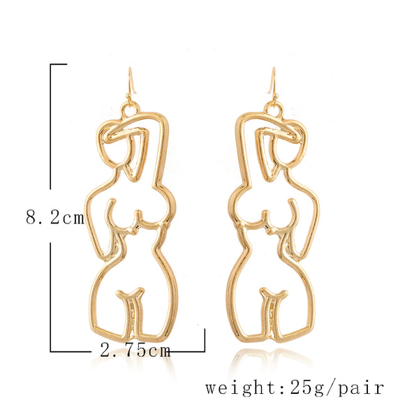 Abstract Boob Earrings  Original Metal Female Body Form Wire Earrings Abstract Body Lady Dangle Earrings For Women Maxi Statement Earrings