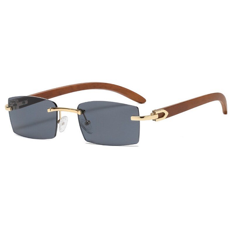 Men Fashion Frameless Square Ac Lens Sunglasses Frameless Shades Retro Vintage Trendy Eyewear