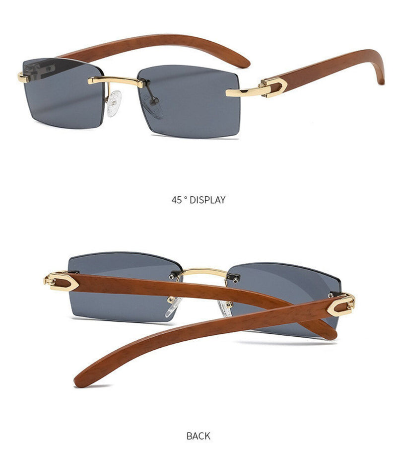 Men Fashion Frameless Square Ac Lens Sunglasses Frameless Shades Retro Vintage Trendy Eyewear