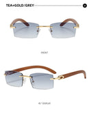 Men Fashion Frameless Square Ac Lens Sunglasses Frameless Shades Retro Vintage Trendy Eyewear
