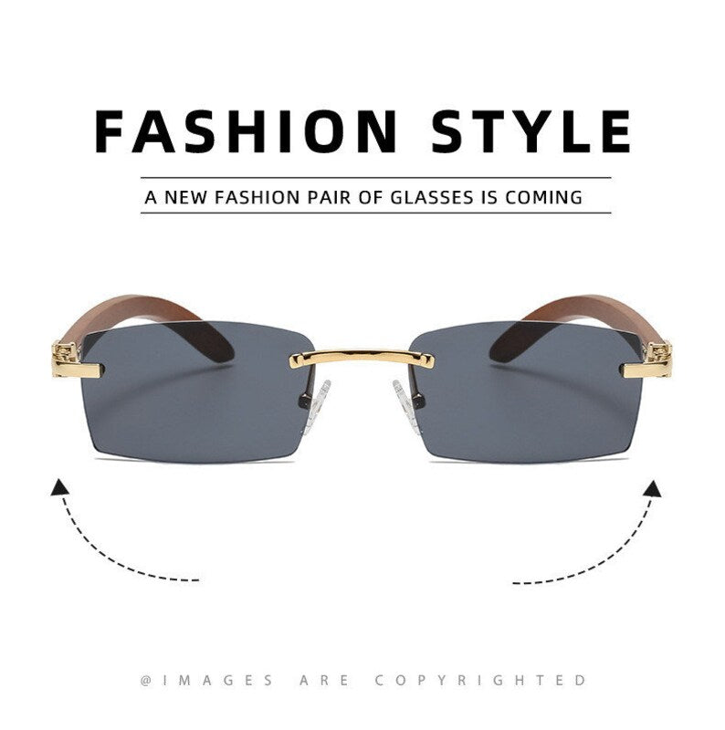 Men Fashion Frameless Square Ac Lens Sunglasses Frameless Shades Retro Vintage Trendy Eyewear