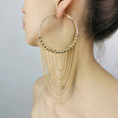 Indian Chain Dangle Earrings for women, Fashion Circular Metal Long Tassel Earrings for Women (Big)