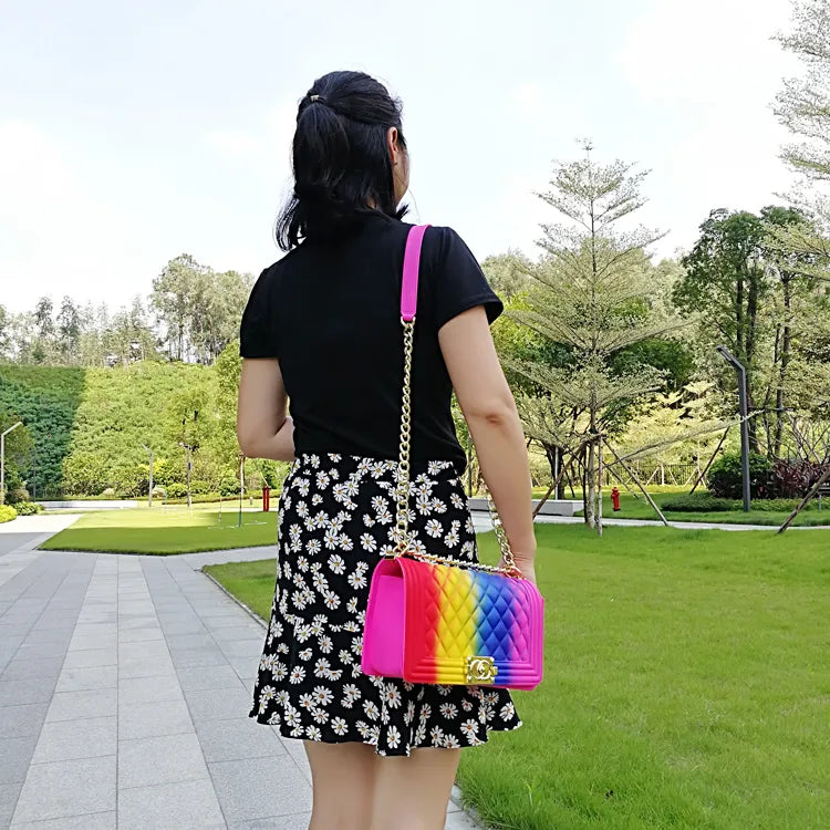 Trendy Large Jelly Bags, Colorful Bag, Jelly Crossbody Shoulder Purse