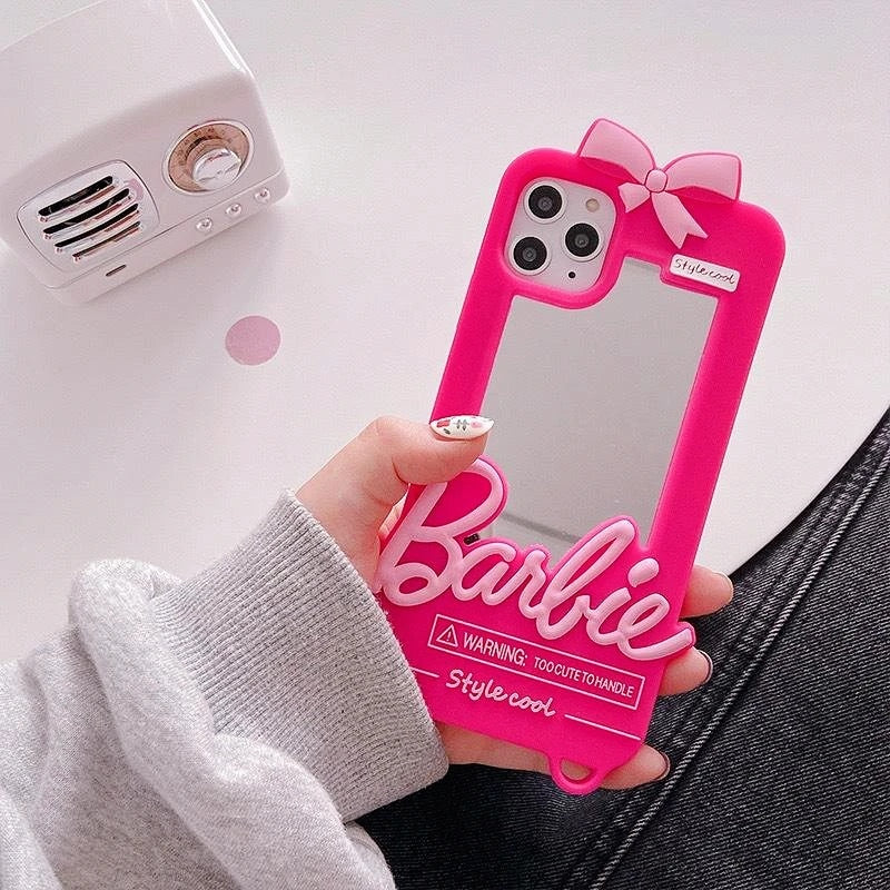 Pink Barbie Mirror Silicon Mobile Phone Case