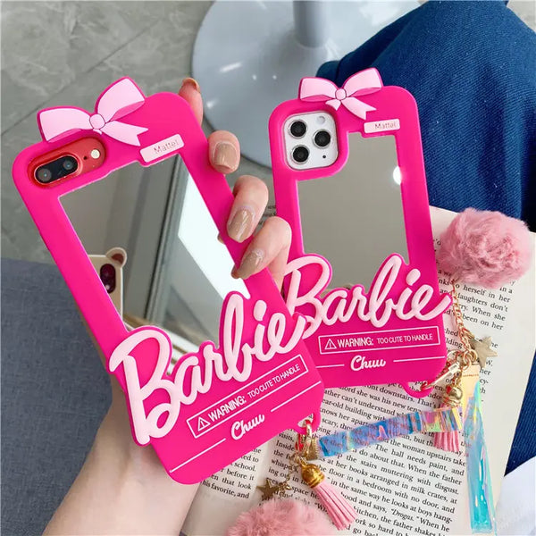 Pink Barbie Mirror Silicon Mobile Phone Case