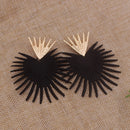 Heart Dangle Earrings Stud Rock Big Leaf Heart Hanging Earring for Women Punk Statement Metal Geometric Fan-shaped Tassel Jewelry