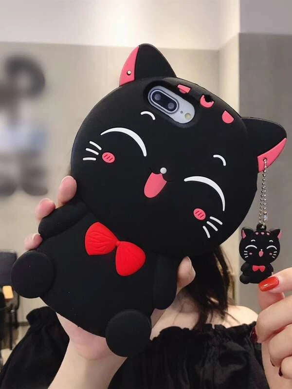 Black Cartoon Cat Phone Case