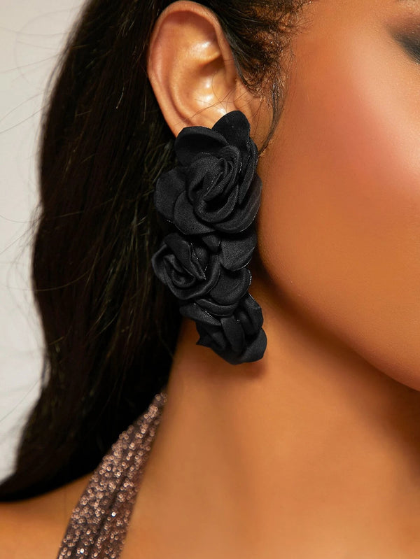 Black Flower Earrings