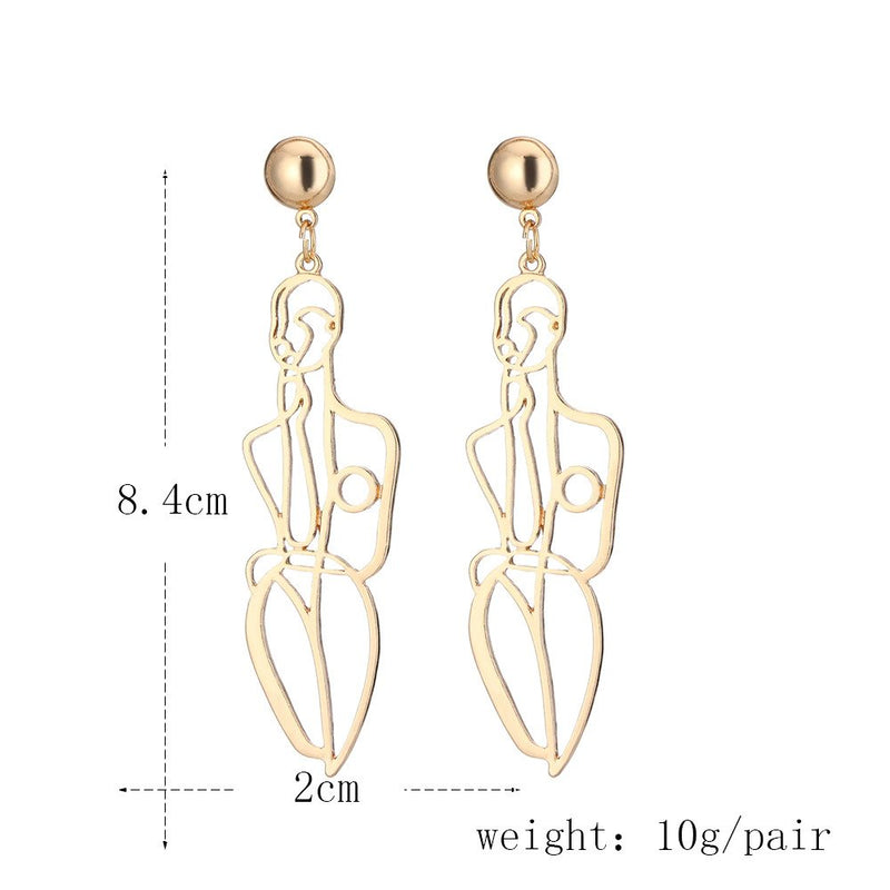 Abstract Body Hollow Out Drop Earrings for Women