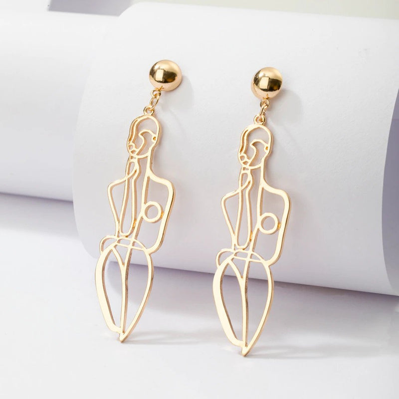 Abstract Body Hollow Out Drop Earrings for Women