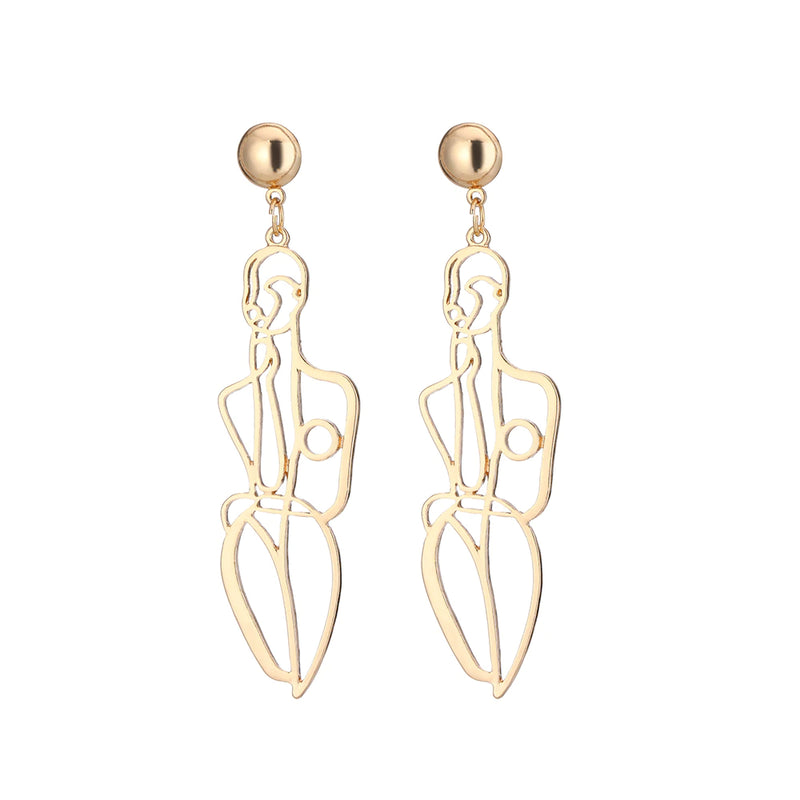 Abstract Body Hollow Out Drop Earrings for Women